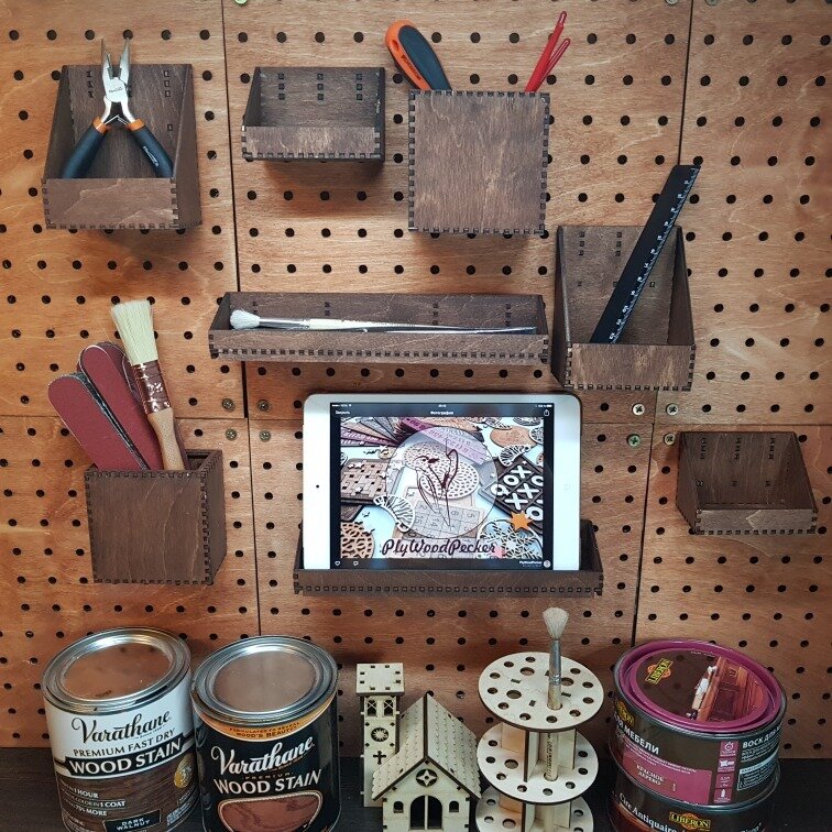 Intra απο ξύλο plywood 3mm-4mm πάχος - Κάδοι κοντέινερ Pegboard Δίασταση 30x30 cm Intraeaxys-ro6yprn7