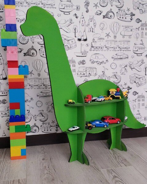 Intra απο ξύλο plywood 3mm-4mm πάχος - Ράφι Dinosaur Dino Loving Kids Διακόσμηση κρεβατοκάμαρας Δίασταση 30x30 cm Intraeaxys-p7ym5pr7
