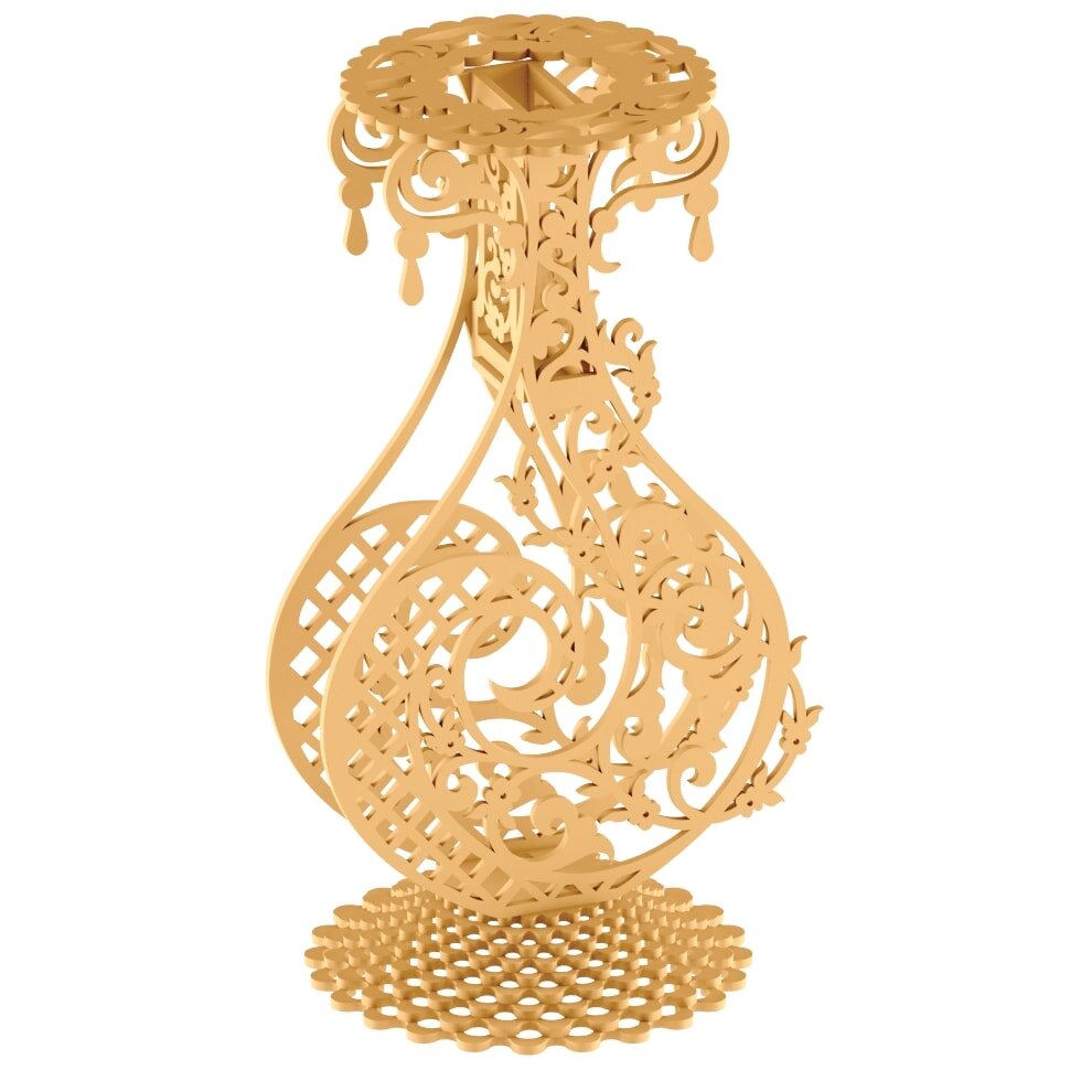 Intra απο ξύλο plywood 3mm-4mm πάχος - Διακοσμητικό βάζο με λουλούδια Δίασταση 30x30 cm Intraeaxys-078ykyjo