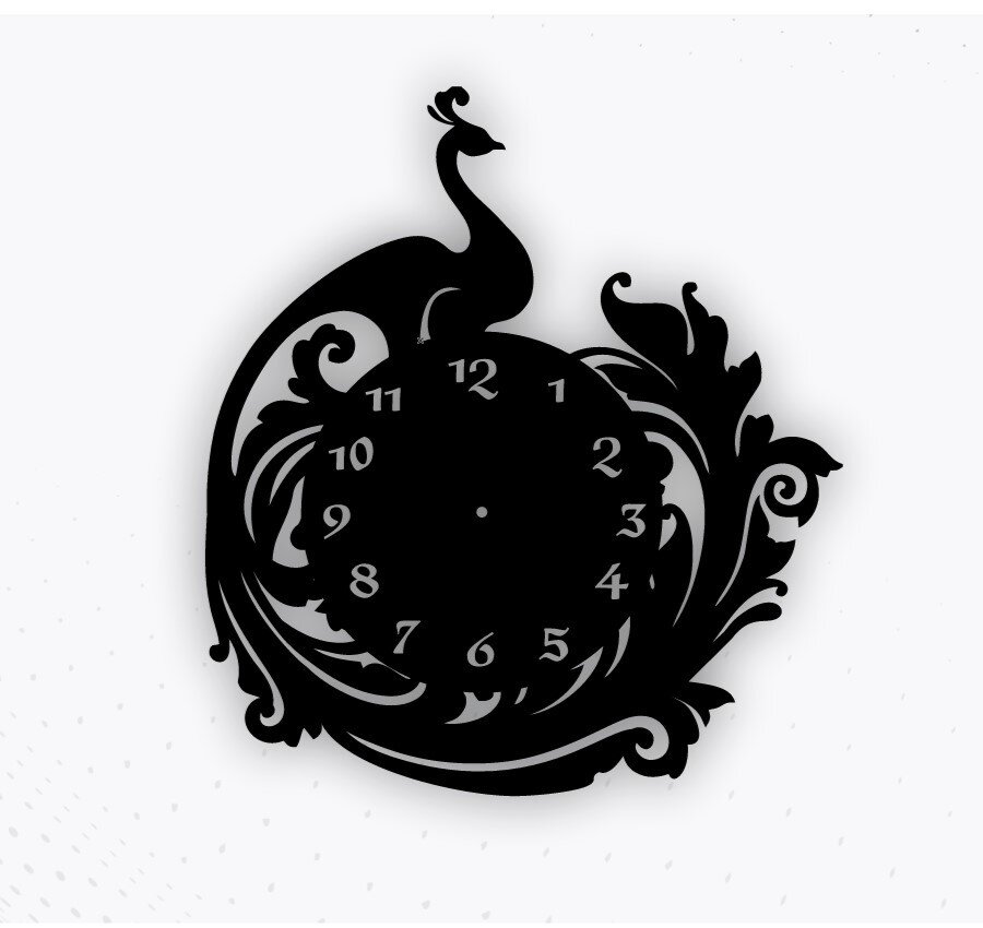 Intra απο ξύλο plywood 3mm-4mm πάχος - Ρολόι δίσκου βινυλίου Peacock Δίασταση 30x30 cm Intraeaxys-6o3ypvr7