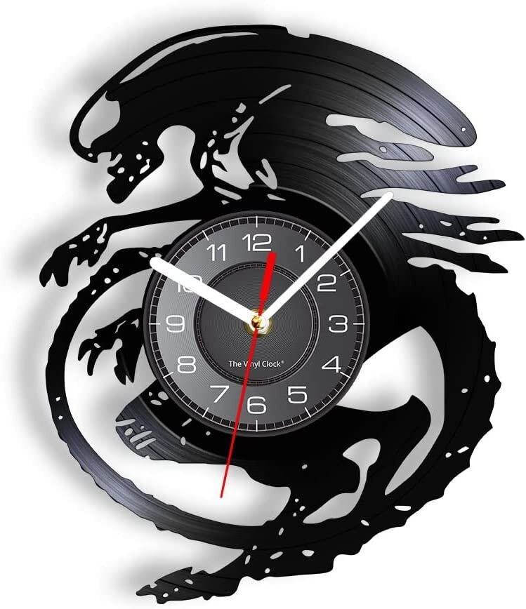 Intra απο ξύλο plywood 3mm-4mm πάχος - Ρολόι τοίχου Alien Xenomorph Vinyl Δίασταση 30x30 cm Intraeaxys-lopq4x57