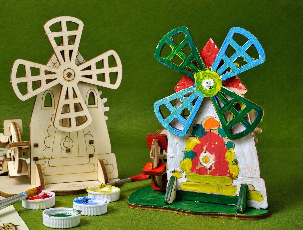 Intra απο ξύλο plywood 3mm-4mm πάχος - Ξύλινος μηχανικός μύλος Farm Mill 3D μοντέλο Δίασταση 30x30 cm Intraeaxys-d1lvk9po