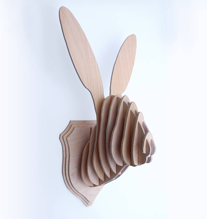 Intra απο ξύλο plywood 3mm-4mm πάχος - Rabbit Head Wall Trophy 3mm Δίασταση 30x30 cm Intraeaxys-d1lv03xo