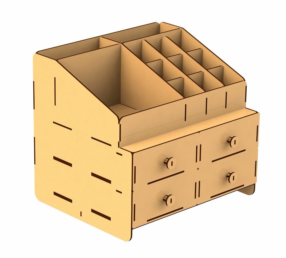 Intra απο ξύλο plywood 3mm-4mm πάχος - Ξύλινο Desktop Organizer Κουτί αποθήκευσης με συρτάρι Δίασταση 30x30 cm Intraeaxys-pok3j997