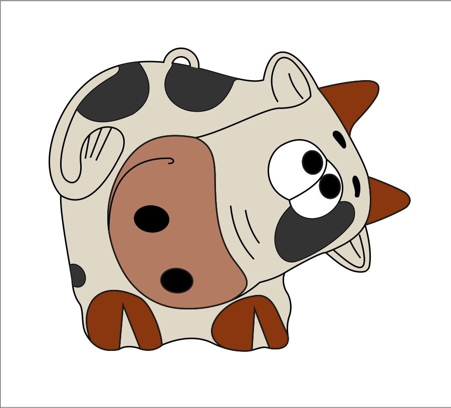 Σετ των 3 Intra απο ξύλο plywood 3mm-4mm πάχος - Μπρελόκ Funny Bull Δίασταση 5x5 cm Intraeaxys-eo0q0rg1