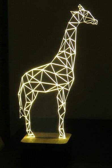 Intra απο ξύλο plywood 3mm-4mm πάχος - Giraffe 3d Optical Illusion Night Light Δίασταση 30x30 cm Intraeaxys-67wl4p81