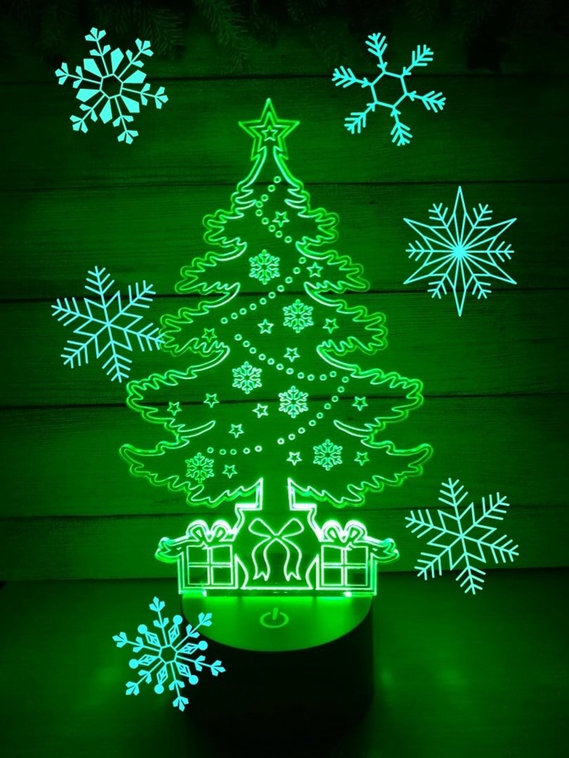 Intra απο ξύλο plywood 3mm-4mm πάχος - Χριστουγεννιάτικο δέντρο τρισδιάστατο νυχτερινό φως Δίασταση 30x30 cm Intraeaxys-91jd9w81