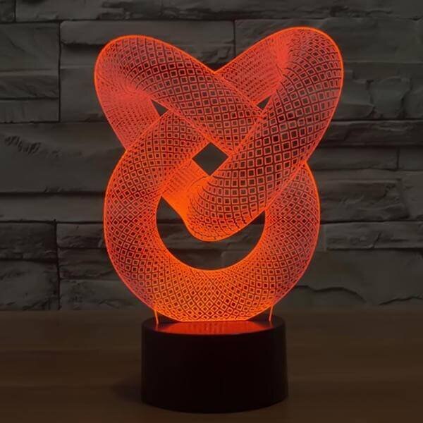 Intra απο ξύλο plywood 3mm-4mm πάχος - Love Knot 3D Illusion Lamp Δίασταση 30x30 cm Intraeaxys-r7vmg8z7