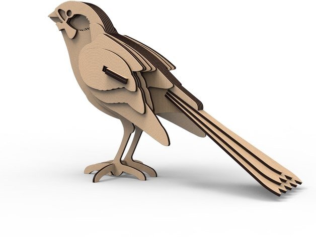 Intra απο ξύλο plywood 3mm-4mm πάχος - Sparrow 3D Puzzle Δίασταση 30x30 cm Intraeaxys-r1zn2w1l