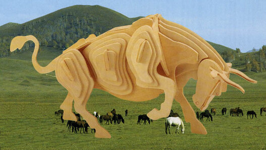 Intra απο ξύλο plywood 3mm-4mm πάχος - Ταύρος τρισδιάστατο παζλ Δίασταση 30x30 cm Intraeaxys-r7vqn51d