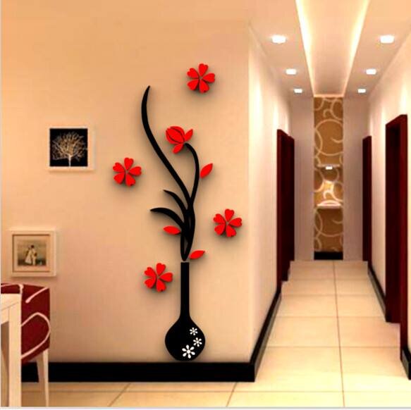 Intra απο ξύλο plywood 3mm-4mm πάχος - Βάζο Flower Tree Κρυστάλλινο Ακρυλικό τέχνη τοίχου Δίασταση 20x20 cm Intraeaxys-ro6xmnox