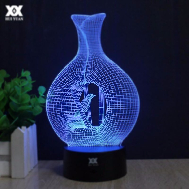 Intra απο ξύλο plywood 3mm-4mm πάχος - Βάζο 3D LED Night Light Δίασταση 30x30 cm Intraeaxys-m1d3vy7k