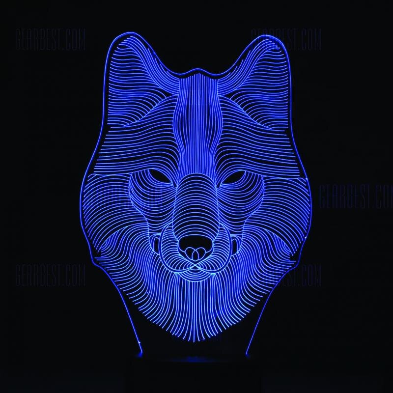 Intra απο ξύλο plywood 3mm-4mm πάχος - Wolf 3D LED Night Light Δίασταση 30x30 cm Intraeaxys-pokqpkoj