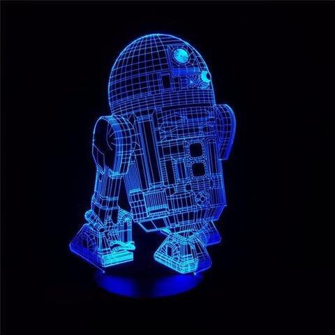 Intra απο ξύλο plywood 3mm-4mm πάχος - Star Wars R2-D2 Robot 3D LED Night Light Δίασταση 30x30 cm Intraeaxys-voqpw512