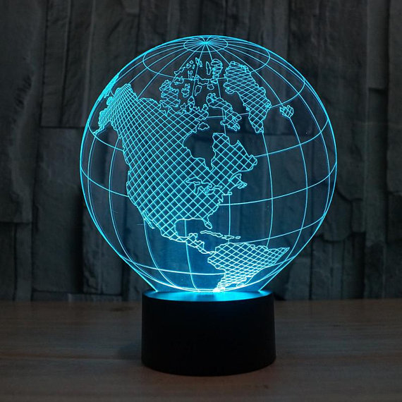Intra απο ξύλο plywood 3mm-4mm πάχος - Globe 3d Illusion Lamp Δίασταση 30x30 cm Intraeaxys-078yvz5o