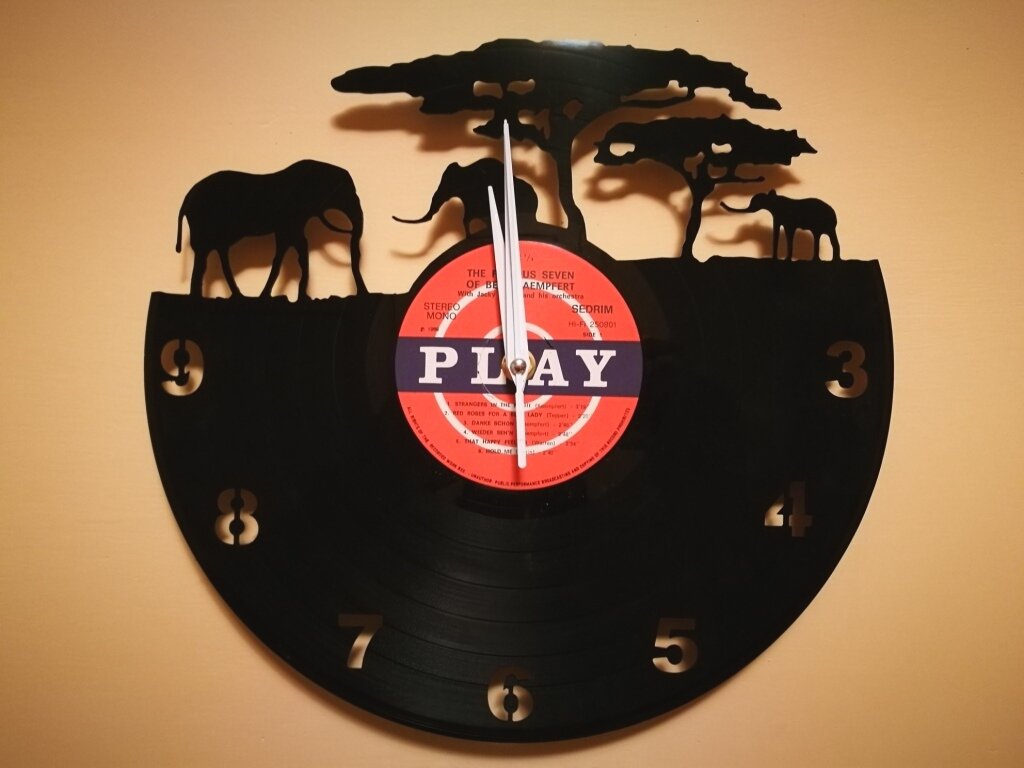 Intra απο ξύλο plywood 3mm-4mm πάχος - Ρολόι Orologio Vinile Africa Δίασταση 30x30 cm Intraeaxys-joed8816