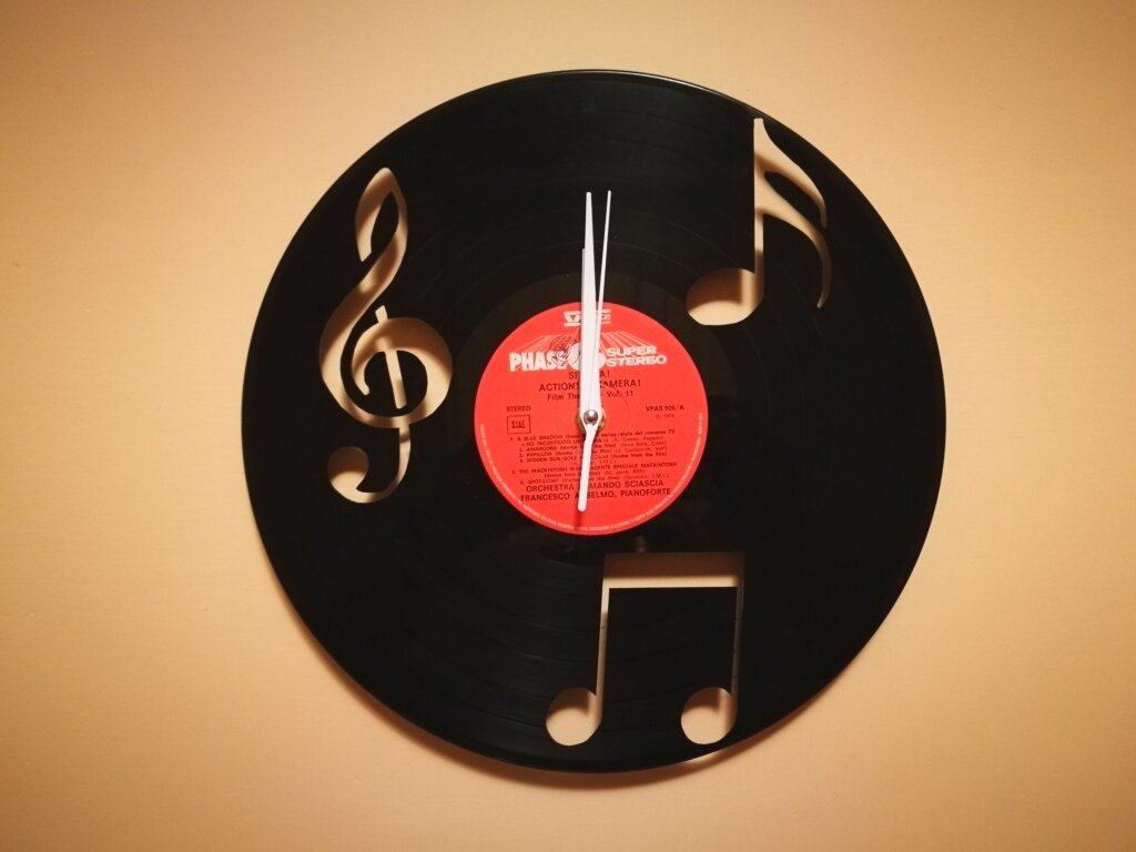 Intra απο ξύλο plywood 3mm-4mm πάχος - Orologio Vinile Note Musica Δίασταση 30x30 cm Intraeaxys-zo9yxe7k