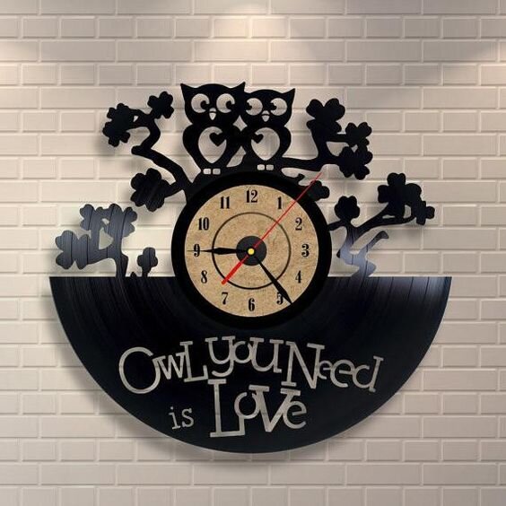 Intra απο ξύλο plywood 3mm-4mm πάχος - Το Owl you Need is Love Clock Δίασταση 30x30 cm Intraeaxys-ro6y3m7x