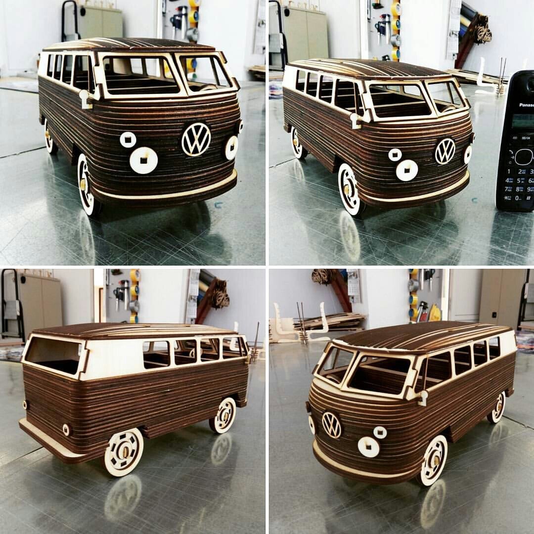 Intra απο ξύλο plywood 3mm-4mm πάχος - VW Camper Van 3D Puzzle Δίασταση 30x30 cm Intraeaxys-zo9y5my7