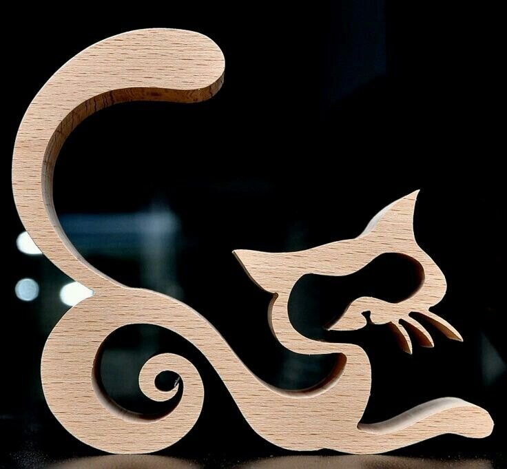 Σετ των 2 Intra απο ξύλο plywood 3mm-4mm πάχος - Cat Decoration Template CNC Router Δίασταση 10x10 cm Intraeaxys-078ypmqo