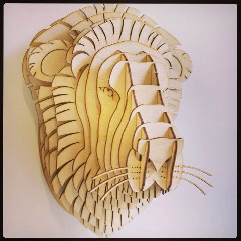 Intra απο ξύλο plywood 3mm-4mm πάχος - Τρισδιάστατο παζλ Lion Trophy Head Δίασταση 30x30 cm Intraeaxys-6o3y5jr7