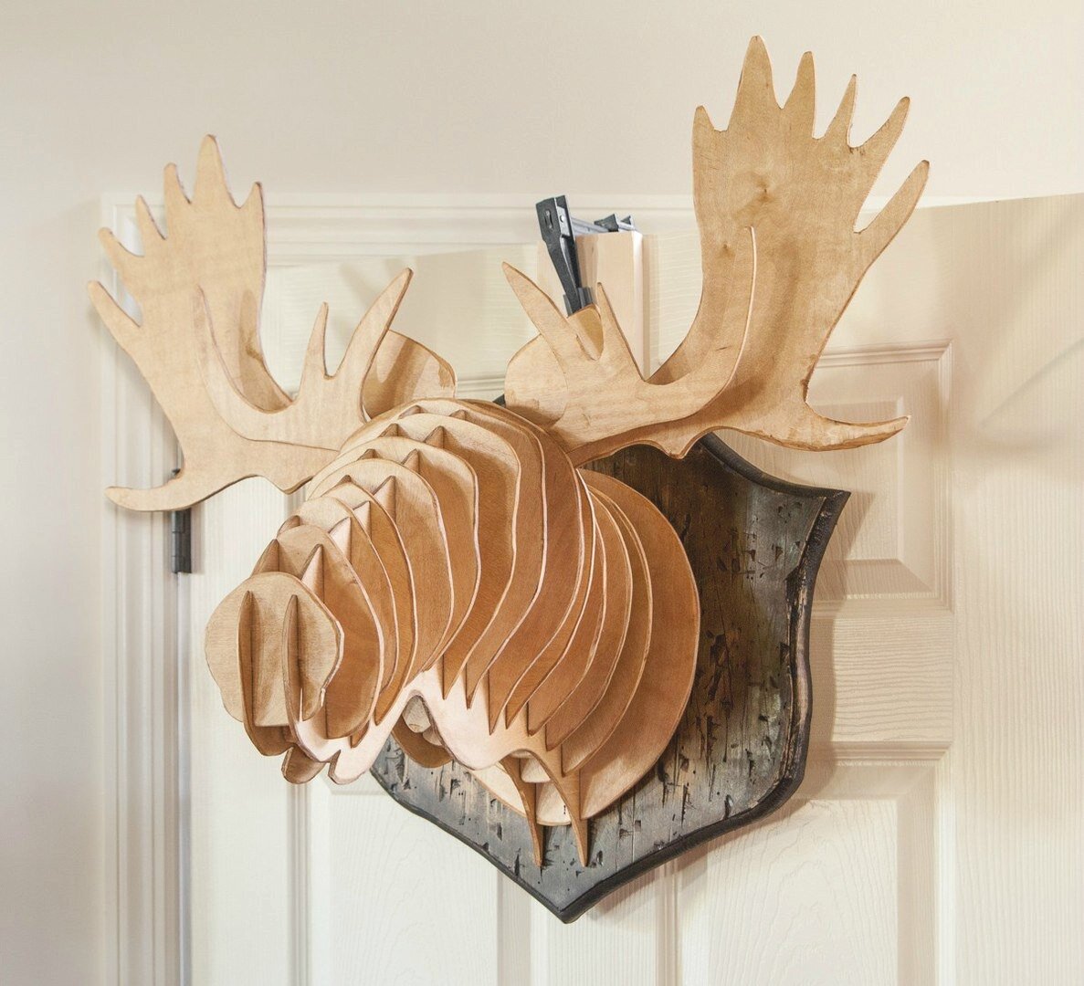 Intra απο ξύλο plywood 3mm-4mm πάχος - Elk Wall Head Decor Deer Head on Wall Δίασταση 30x30 cm Intraeaxys-qomm4n8o