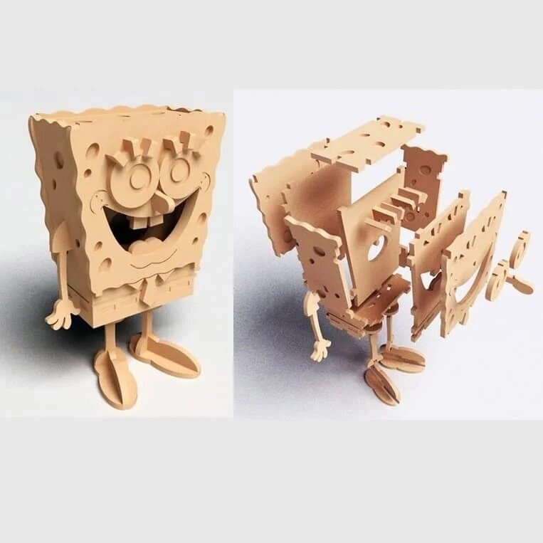 Intra απο ξύλο plywood 3mm-4mm πάχος - Ξύλινος Μπομπ Σφουγγαράκης Δίασταση 30x30 cm Intraeaxys-eoxlzgjo