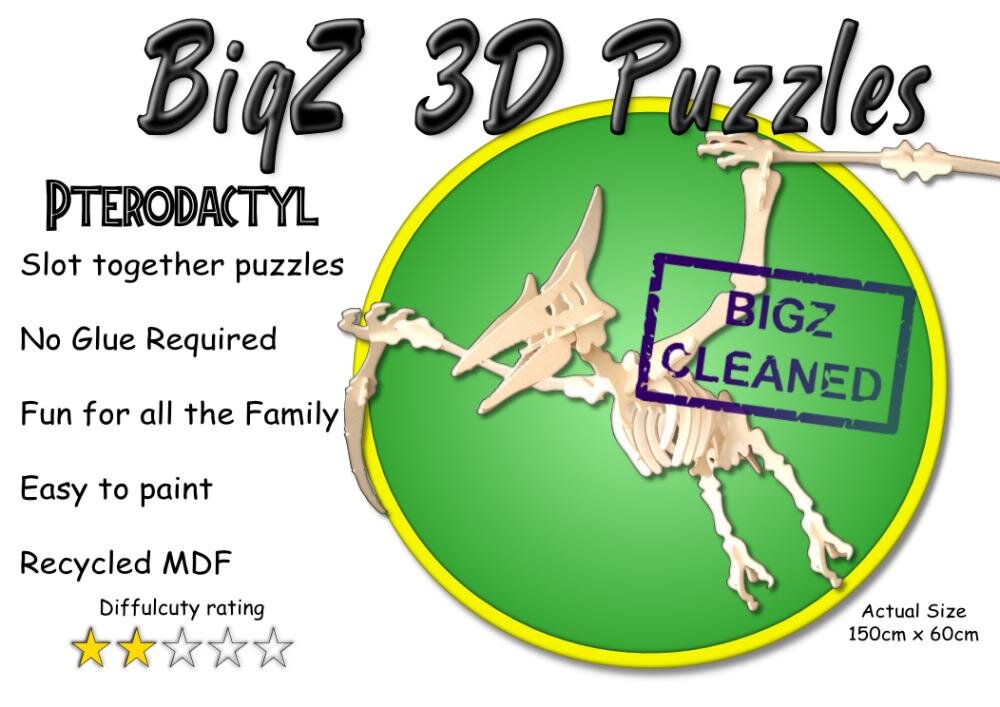 Intra απο ξύλο plywood 3mm-4mm πάχος - Pterodactylus 3D Puzzle Δίασταση 30x30 cm Intraeaxys-joed9x81
