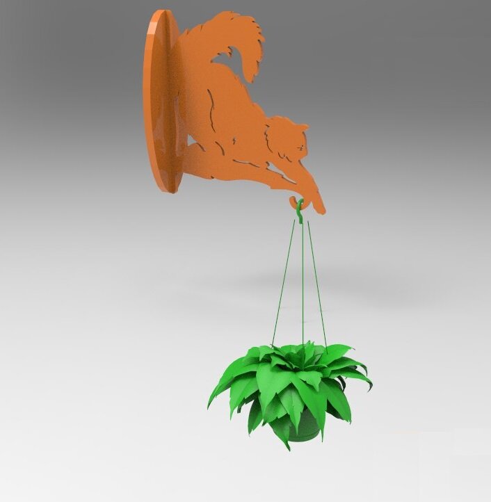 Intra απο ξύλο plywood 3mm-4mm πάχος - Επιτοίχια κρεμαστή γλάστρα για γάτες Δίασταση 30x30 cm Intraeaxys-p7ym2627