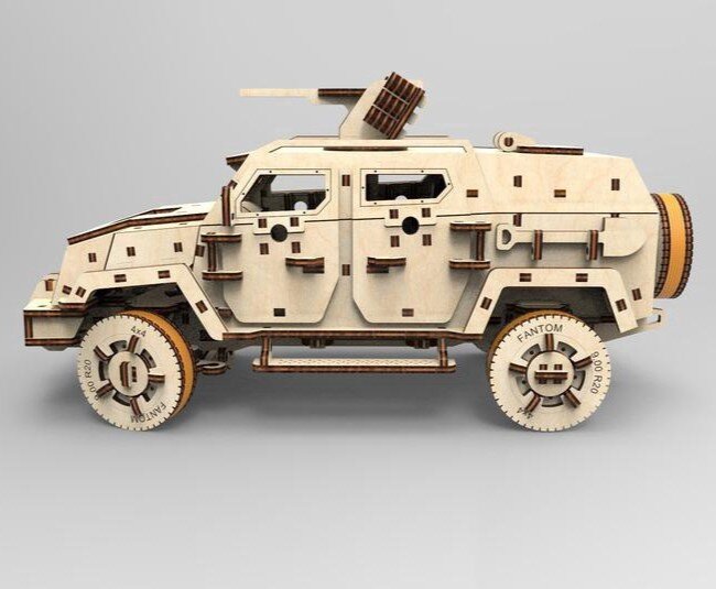 Intra απο ξύλο plywood 3mm-4mm πάχος - Armored Car 3D Puzzle 3mm Δίασταση 30x30 cm Intraeaxys-d1lvqego