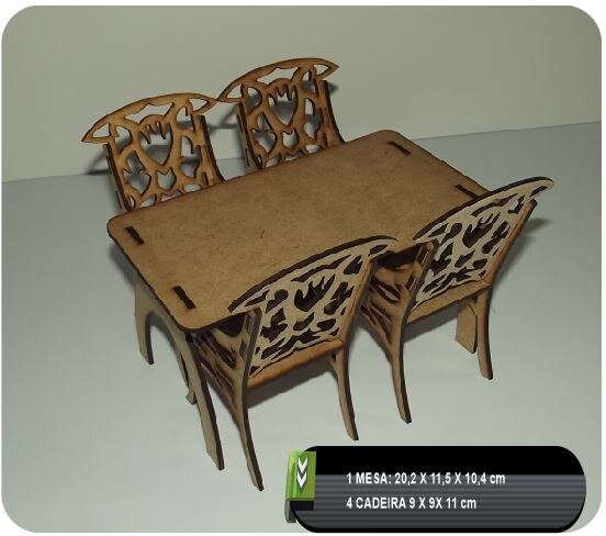 Intra απο ξύλο plywood 3mm-4mm πάχος - Τραπέζι και καρέκλες CNC σχέδιο Δίασταση 30x30 cm Intraeaxys-yonjey1r