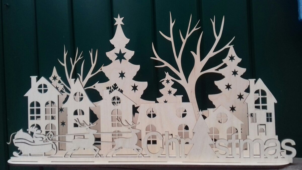 Intra απο ξύλο plywood 3mm-4mm πάχος - Χριστούγεννα Santa Deer Δίασταση 30x30 cm Intraeaxys-078yvwjo