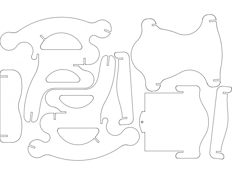 Intra απο ξύλο plywood 3mm-4mm πάχος - Sandalye 2 (Κουνιστή πολυθρόνα) Δίασταση 30x30 cm Intraeaxys-078l8q15