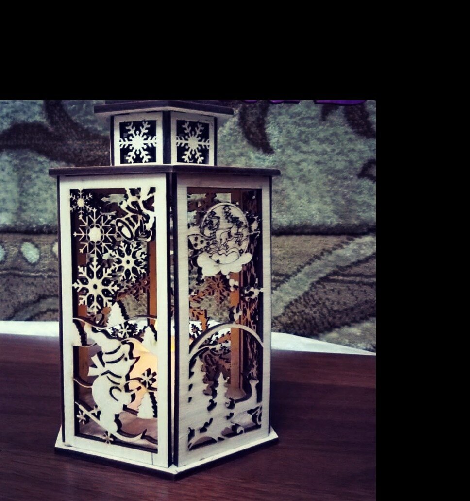 Intra απο ξύλο plywood 3mm-4mm πάχος - Πρότυπο φαναριού Χριστουγέννων Πρωτοχρονιάς Δίασταση 30x30 cm Intraeaxys-joedwz61