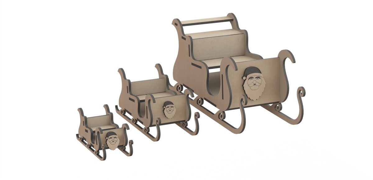 Intra απο ξύλο plywood 3mm-4mm πάχος - Τρισδιάστατη χριστουγεννιάτικη ξύλινη χειροτεχνία με έλκηθρο Δίασταση 30x30 cm Intraeaxys-eo2ej6o8