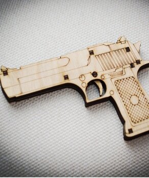 Intra απο ξύλο plywood 3mm-4mm πάχος - Αρχείο PDF Pistol 3D Δίασταση 30x30 cm Intraeaxys-91jrlp7m