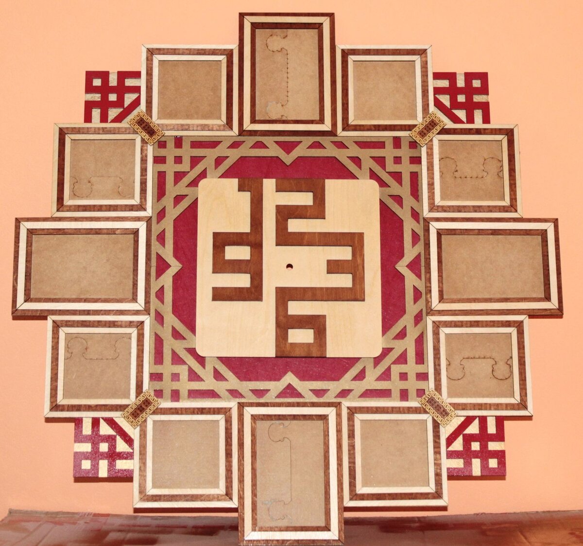 Intra απο ξύλο plywood 3mm-4mm πάχος - Ρολόι με κορνίζα Δίασταση 30x30 cm Intraeaxys-51rl0316