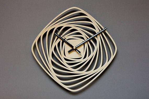 Intra απο ξύλο plywood 3mm-4mm πάχος - часы квадрати спиралью Δίασταση 30x30 cm Intraeaxys-67w00812