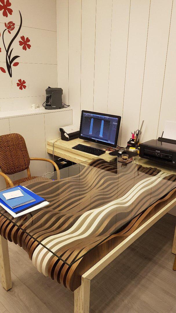 Intra απο ξύλο plywood 3mm-4mm πάχος - Αρχείο Wave Glass Table DWG Δίασταση 30x30 cm Intraeaxys-p7ymde67