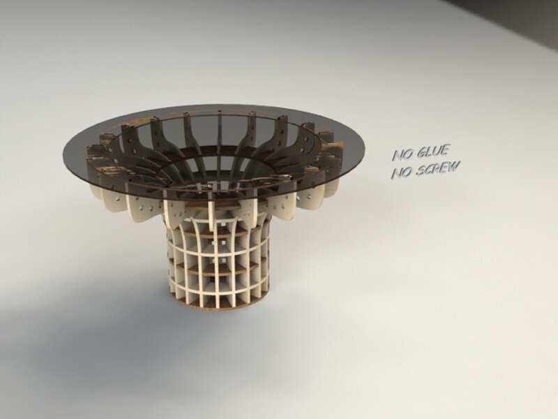 Intra απο ξύλο plywood 3mm-4mm πάχος - Σύγχρονο Τραπεζάκι Σαλονιού Δίασταση 30x30 cm Intraeaxys-67wl9jm1