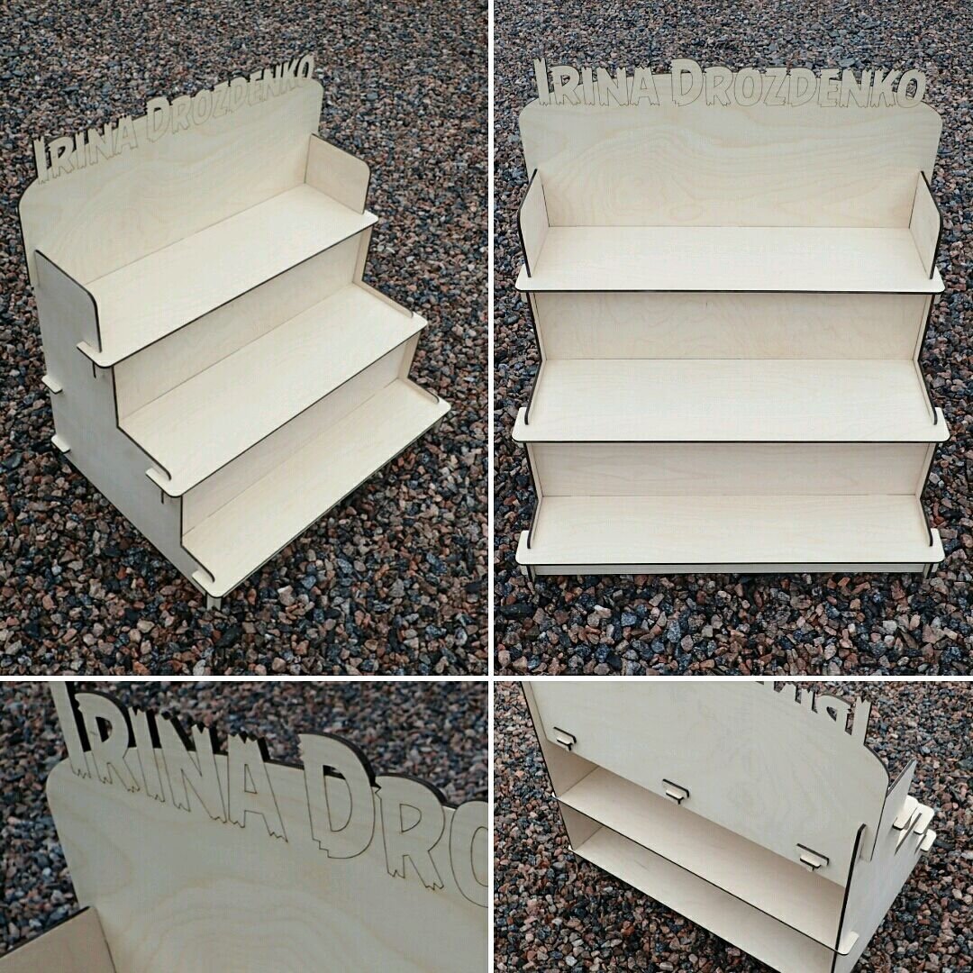 Intra απο ξύλο plywood 3mm-4mm πάχος - Διακοσμητικό Βήμα Σκάλας Οργανωτής Ράφι 6 Χλστ Δίασταση 40x50 cm Intraeaxys-67wkrw72
