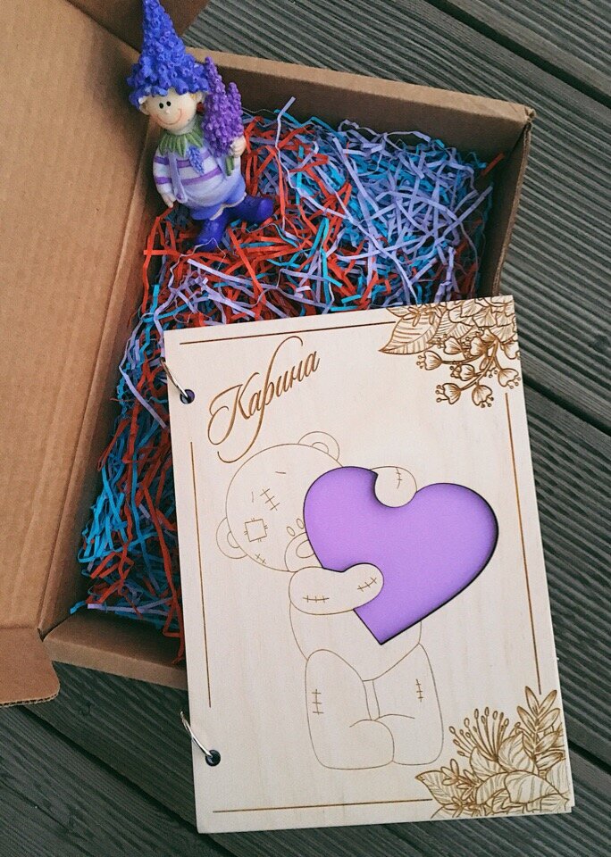 Intra απο ξύλο plywood 3mm-4mm πάχος - Bloknot Imennoy Mishka S Serdtsem Δίασταση 30x30 cm Intraeaxys-zo9yvze7