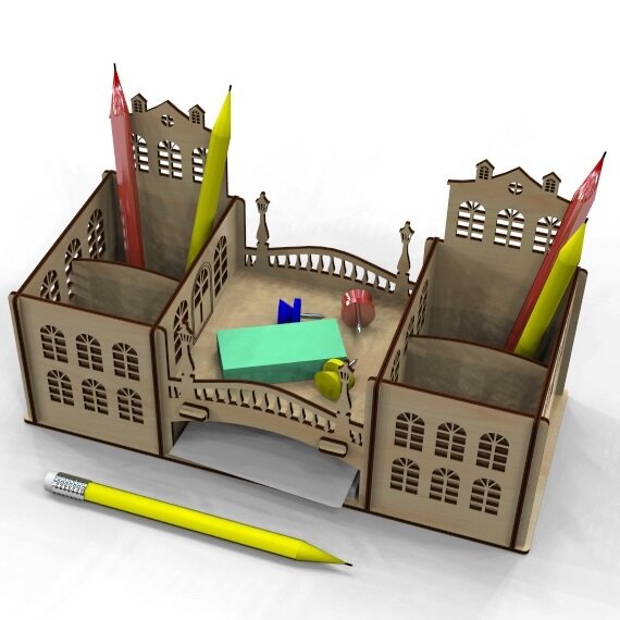 Intra απο ξύλο plywood 3mm-4mm πάχος - Desk Organizer Χαριτωμένο Desk Decor Δίασταση 30x30 cm Intraeaxys-51rrdnd1