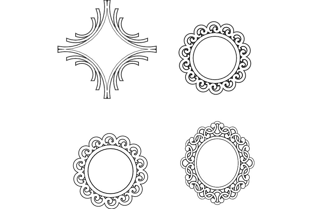 Intra απο ξύλο plywood 3mm-4mm πάχος - Πολλαπλά σχέδια πλαισίων καθρέφτη Δίασταση 30x30 cm Intraeaxys-zo9vm47k