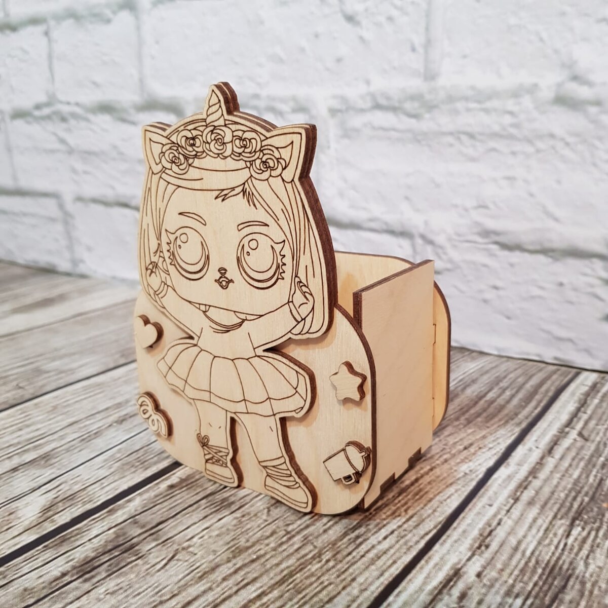 Intra απο ξύλο plywood 3mm-4mm πάχος - Organizer Στυλόθήκη για παιδιά Δίασταση 30x30 cm Intraeaxys-eo20rm47