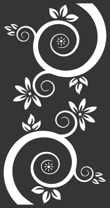 Intra απο ξύλο plywood 3mm-4mm πάχος - Διανυσματικά λουλούδια και στροβιλίζεται μαύρο Δίασταση 30x30 cm Intraeaxys-6o3emj1n