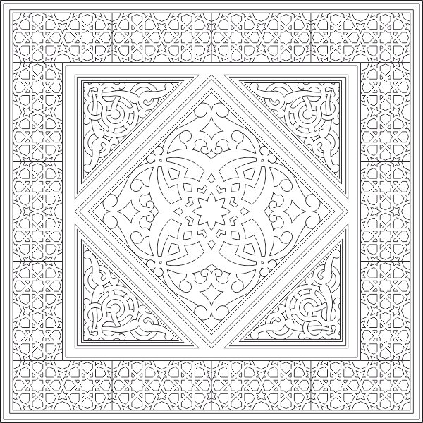 Σετ των 2 Intra απο ξύλο plywood 3mm-4mm πάχος - Αρχείο DWG με γεωμετρικό ισλαμικό σχέδιο τέχνης στολίδι Δίασταση 10x10 cm Intraeaxys-lopwn57w