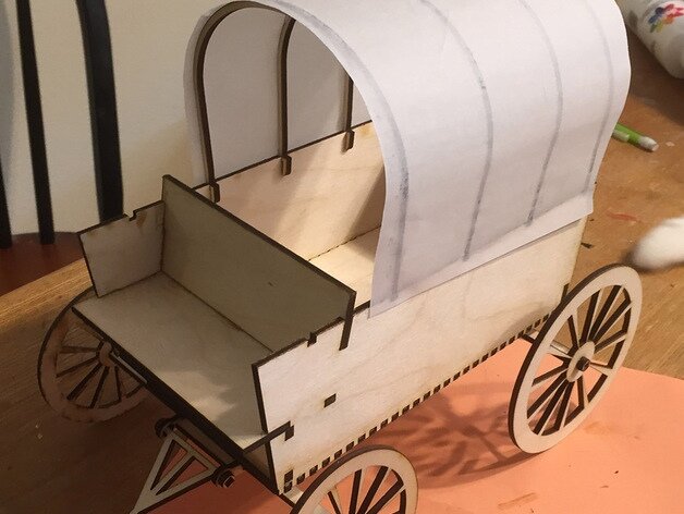 Intra απο ξύλο plywood 3mm-4mm πάχος - ting 3D Puzzle Covered Wagon Δίασταση 30x30 cm Intraeaxys-r7vm5k57