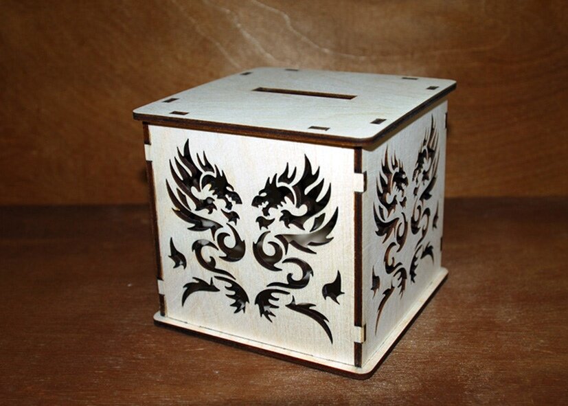 Intra απο ξύλο plywood 3mm-4mm πάχος - Dragon Piggy Bank Δίασταση 30x30 cm Intraeaxys-pok3rld7