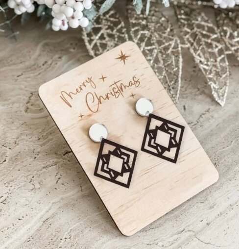 Σετ των 3 Intra απο ξύλο plywood 3mm-4mm πάχος - Πρότυπο σκουλαρίκια πτώσης Δίασταση 3x3 cm Intraeaxys-67wl5981